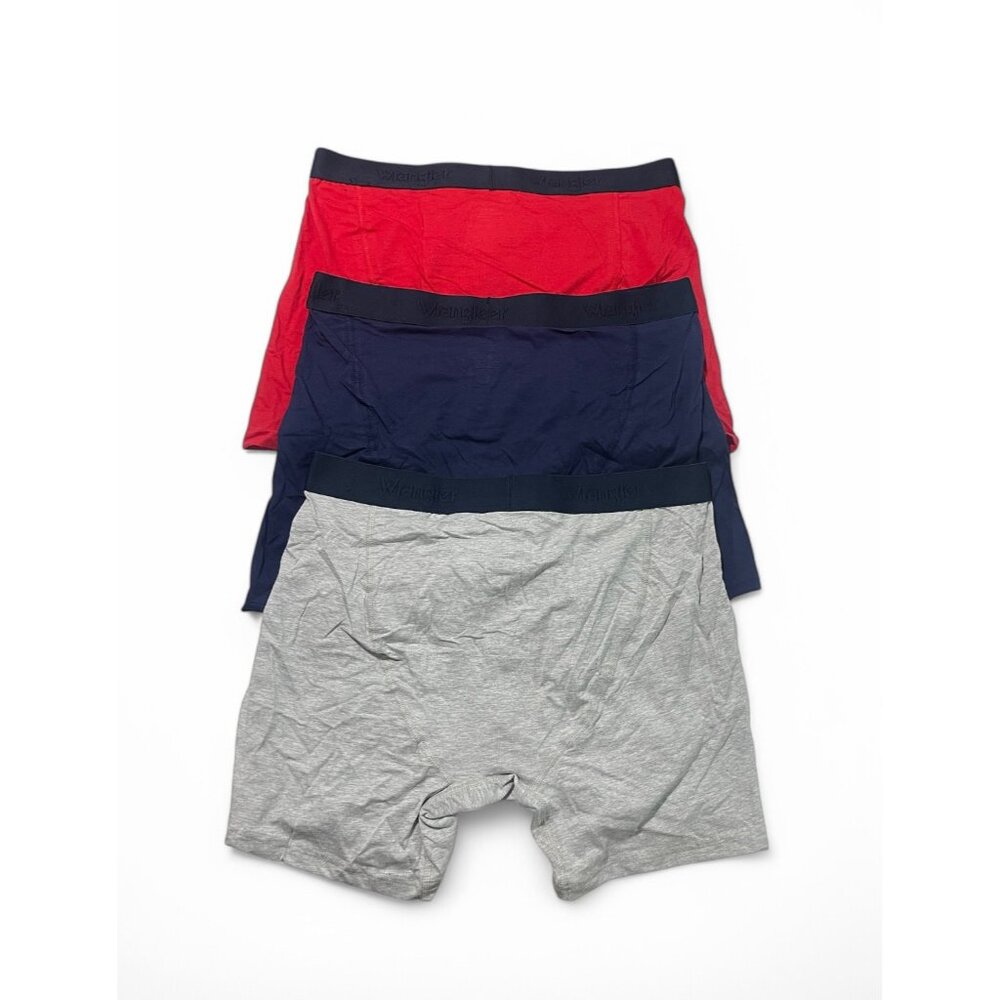 Wrangler Five Star 3-Pack Cotton Stretch Boxer Briefs, Size L, Navy, Red, Gray - Picture 6 of 6